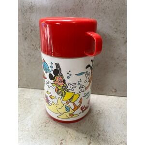 Vintage Aladdin Disney Thermos‎ Mickey Mouse Donald & Goofy Under the Sea Print